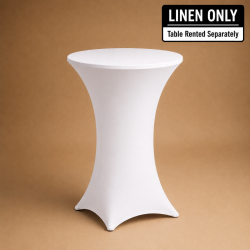 White Spandex Cocktail Table Cover ONLY (Fitted – 30” Round)