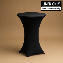 Black Spandex Cocktail Table Cover ONLY (Fitted – 30” Round)