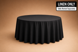 60” Round Black Floor-Length Table Linen(Linen ONLY)